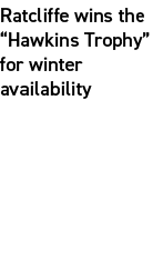 Ratcliffe wins the “Hawkins Trophy” for winter availability 