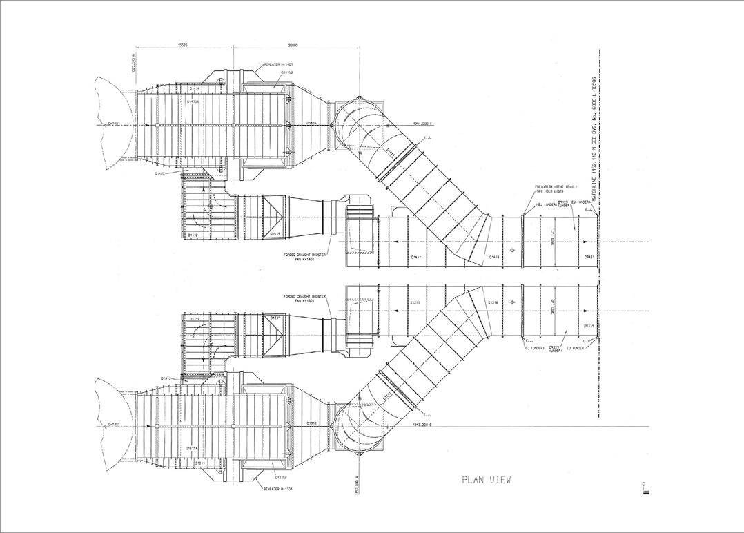 DUCTWORK ASSEMBLY PLAN ABSORBER END UNITS 3 & 4